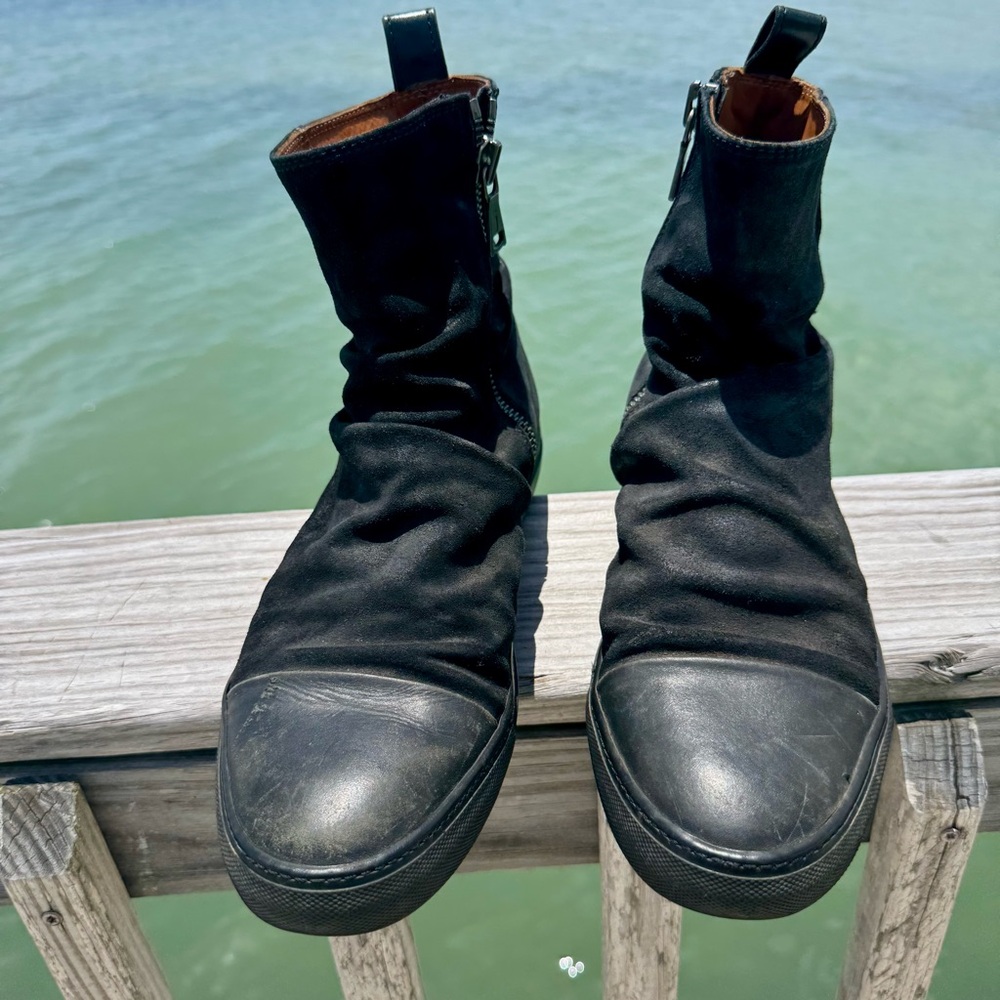 John Varvatos Reed Tall Sharpei Black Leather Men's Boots
